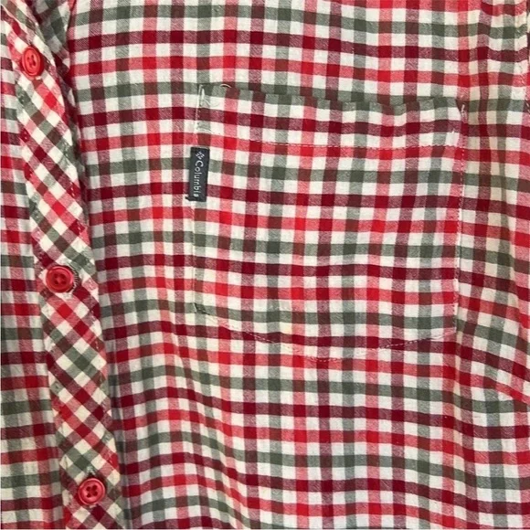 Columbia Plaid Button Down Shirt Crinkle Cotton 3/4 Sleeve L - Picture 3 of 10